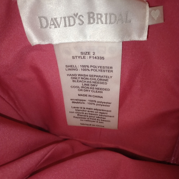 David's bridal size 2, hot pink stapless halter prom dress - Picture 3 of 3